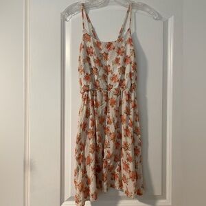 Creamy white dress with small pink floral pink floral
